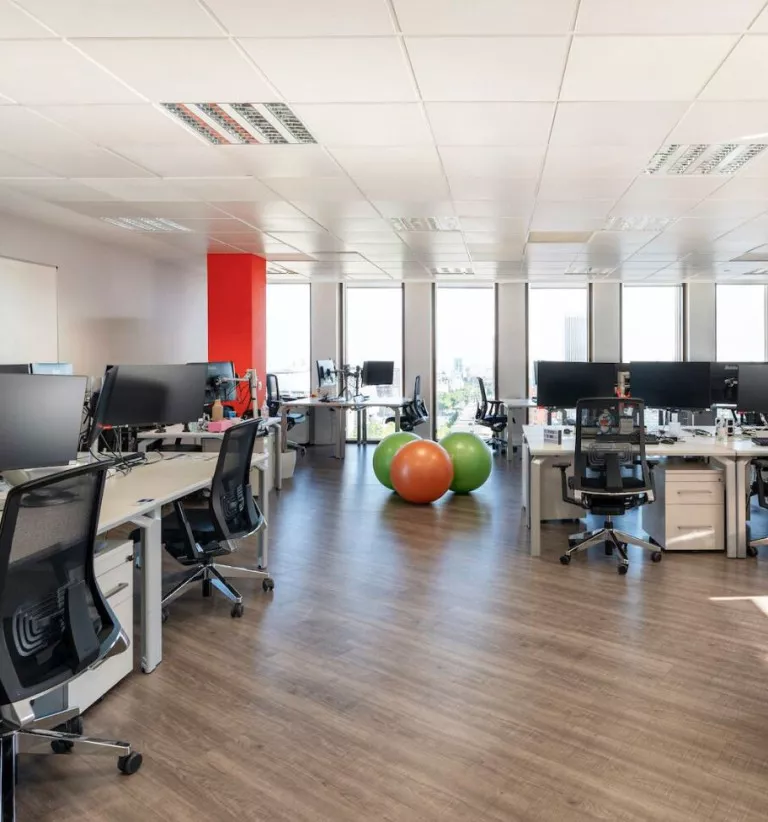 Offices in Madrid of a technology company with branding