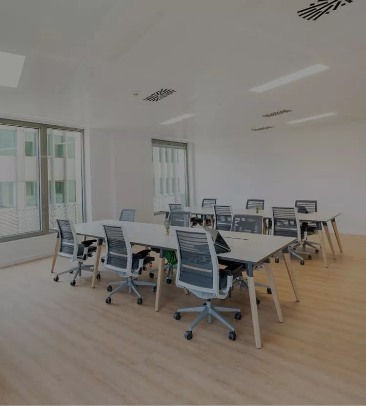 Zona de coworking amb oficines privades