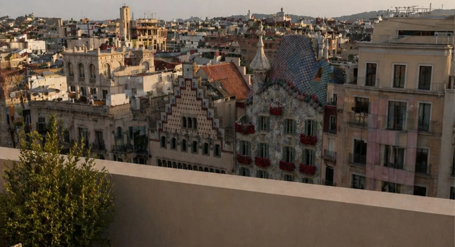 Vistas panoramicas desde el coworking en Gracia hacía la Casa Batlló